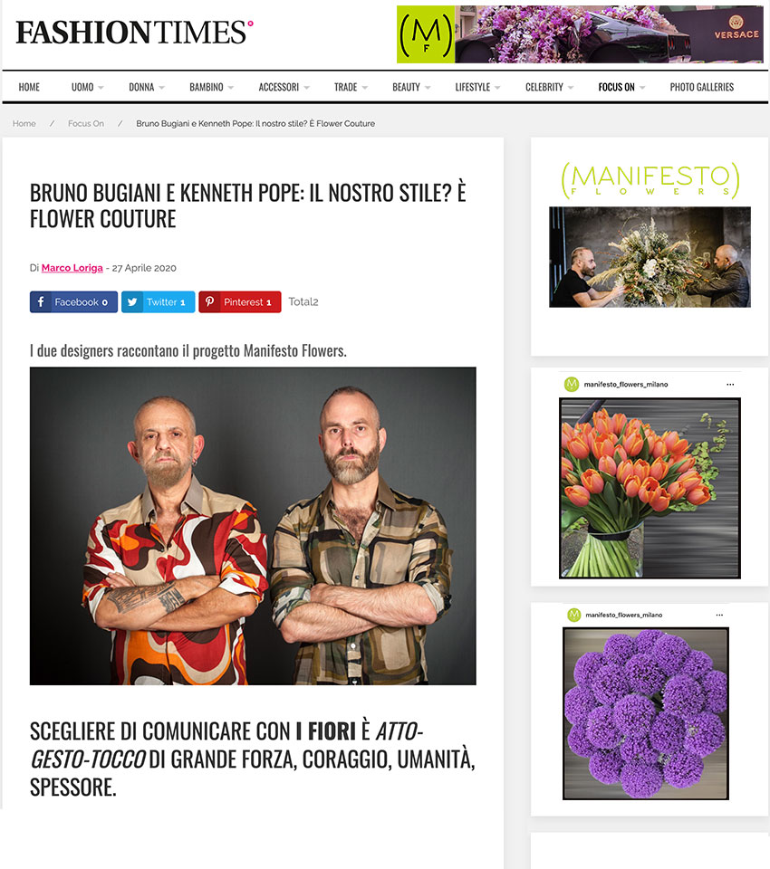 Articolo dedicato a Manifesto Flower su Fashion Time