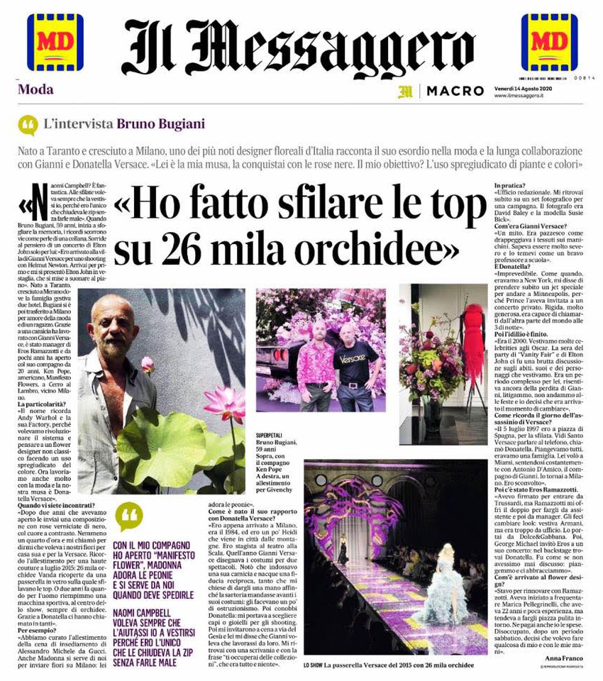 Articolo dedicato a Manifesto Flower su Messagero